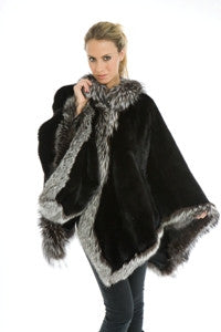 Sheared Beaver Cape with Fox Trim - Style 8700