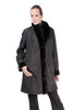 Sheared Mink 3/4 Coat (36") Reversible to Taffeta with Long Hair Mink Trim - Style 1281