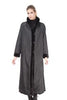 Sheared Mink Coat (52") Reversible to Taffeta with Long Hair Mink Trim- Style 1281