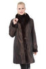 Sheared Mink 3/4 Coat (36") Reversible to Taffeta with Long Hair Mink Trim - Style 1281